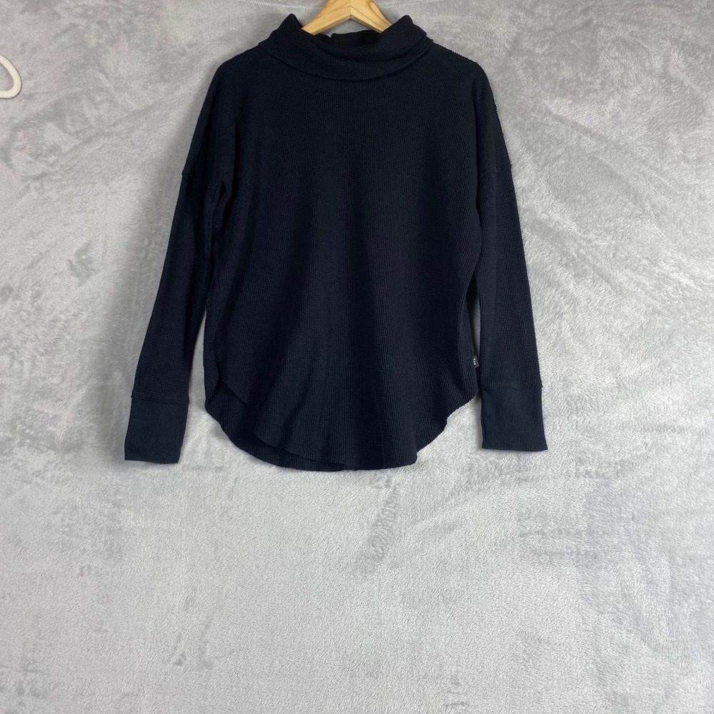 Tna Aritzia Black Waffle Knit Turtleneck Thermal Top Womens Small Comfy Lounge